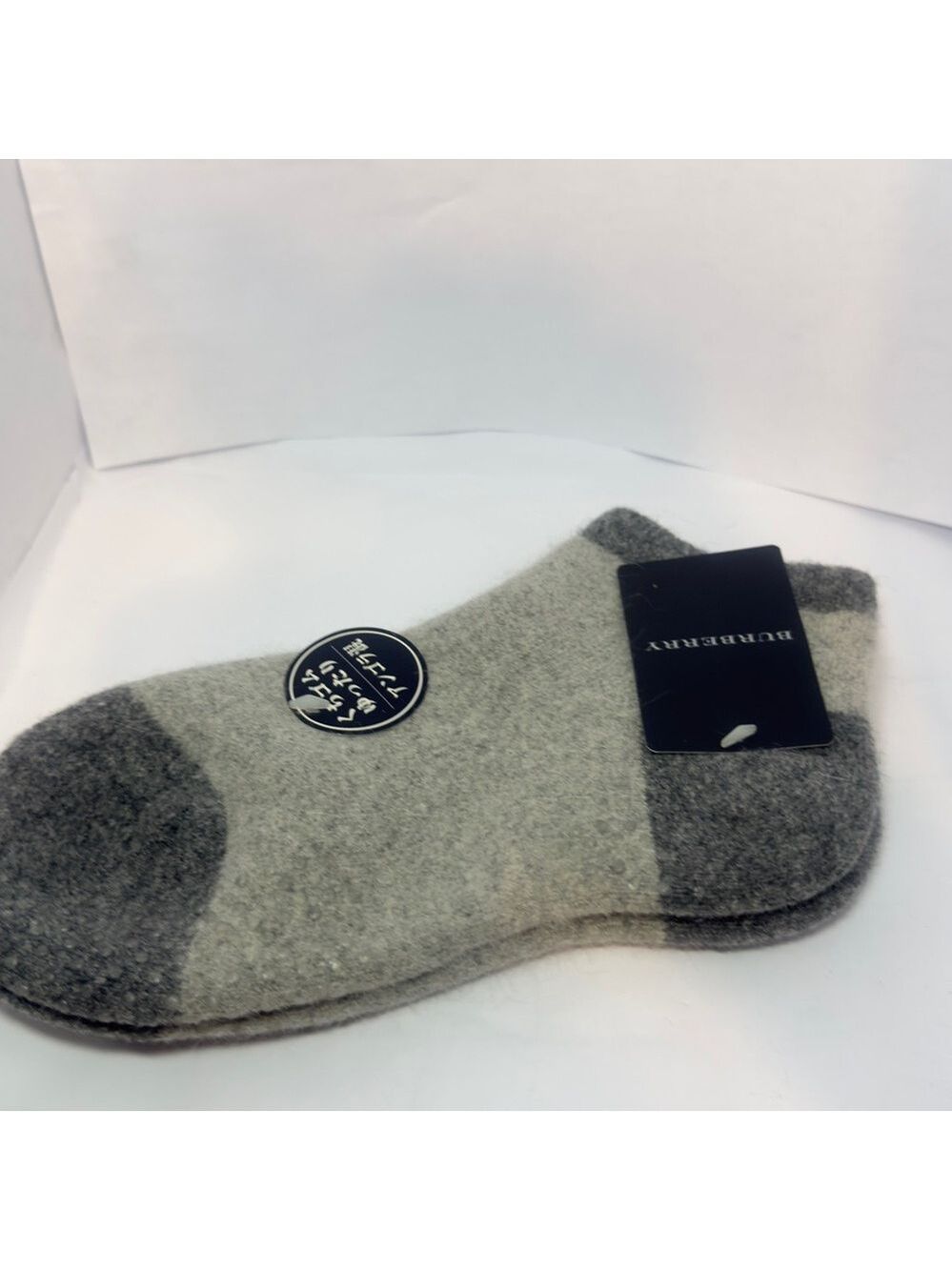 Burberry Charcoal and Light Gray Wool Socks